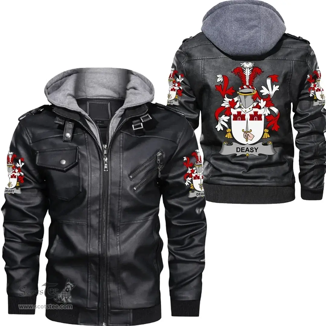 Irish Deasy Coat of Arms Family Crest Ireland Leather Jacket Irish Jackets