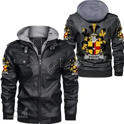 Irish Brooke Coat of Arms Family Crest Ireland Leather Jacket Irish Jackets
