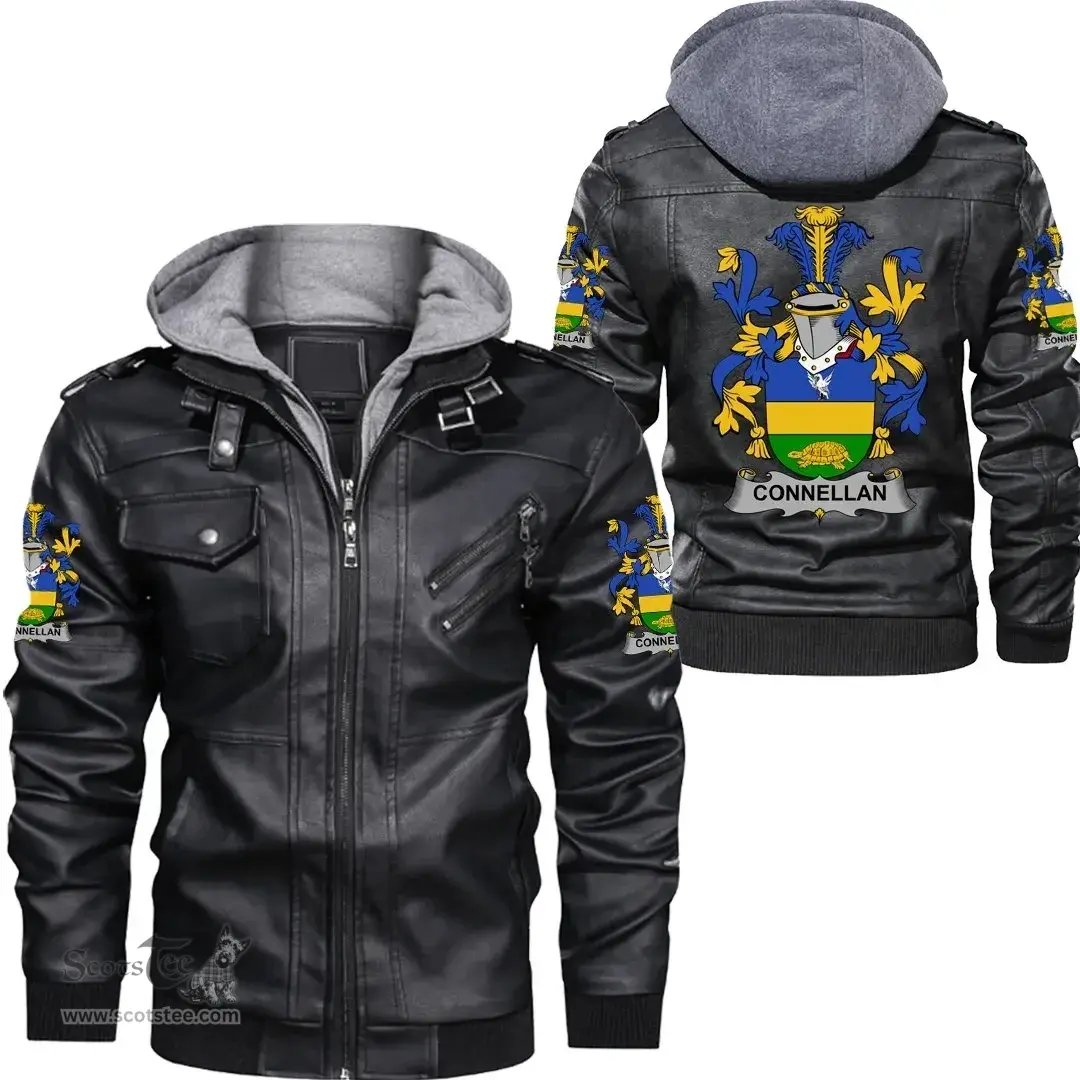 Irish Connell or O'Connell Coat of Arms Family Crest Ireland Leather Jacket Irish Jackets