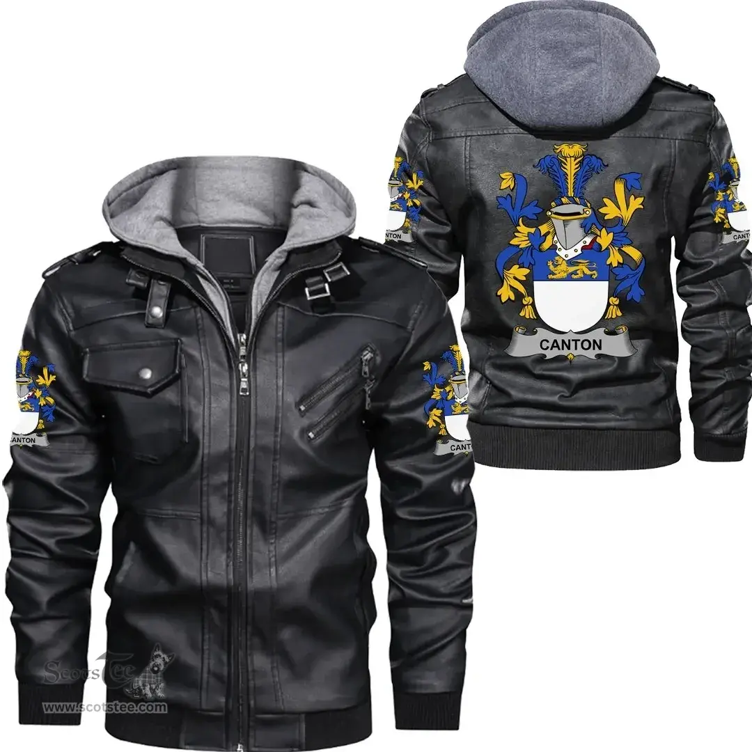 Irish Canton Coat of Arms Family Crest Ireland Leather Jacket Irish Jackets