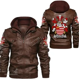Irish Caulfield or Gaffney Coat of Arms Family Crest Ireland Leather Jacket Irish Jackets