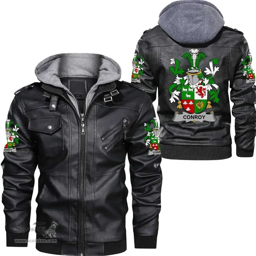 Irish Conroy or O'Conry Coat of Arms Family Crest Ireland Leather Jacket Irish Jackets