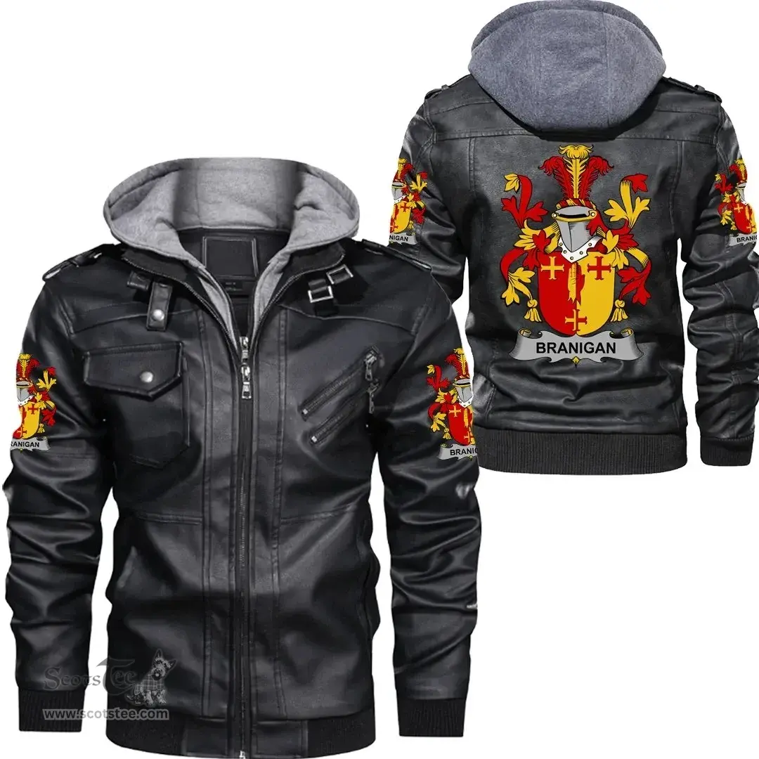 Irish Branigan or O'Branagan Coat of Arms Family Crest Ireland Leather Jacket Irish Jackets