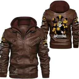 Irish Brady or McBrady Coat of Arms Family Crest Ireland Leather Jacket Irish Jackets