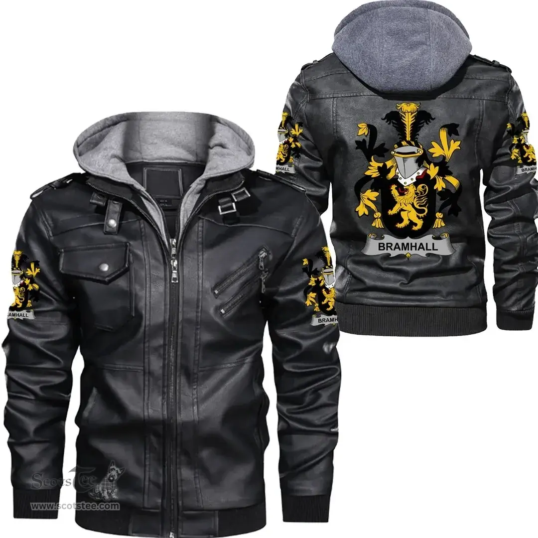 Irish Bramhall Coat of Arms Family Crest Ireland Leather Jacket Irish Jackets