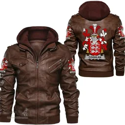 Irish Coghlan or McCoghlan Coat of Arms Family Crest Ireland Leather Jacket Irish Jackets