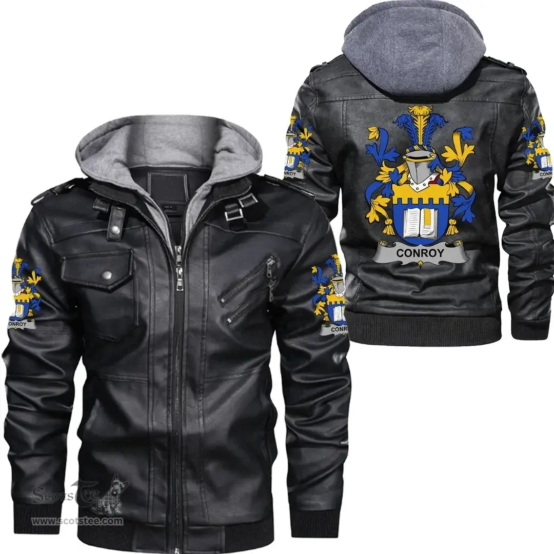 Irish Conroy or O'Mulconroy Coat of Arms Family Crest Ireland Leather Jacket Irish Jackets