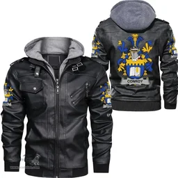 Irish Conroy or O'Mulconroy Coat of Arms Family Crest Ireland Leather Jacket Irish Jackets