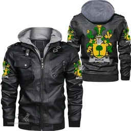 Irish Boyle or O'Boyle Coat of Arms Family Crest Ireland Leather Jacket Irish Jackets