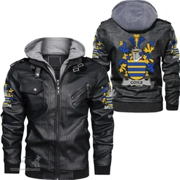 Irish Coyle or McCoyle Coat of Arms Family Crest Ireland Leather Jacket Irish Jackets