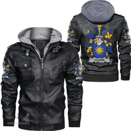 Irish Cleare Coat of Arms Family Crest Ireland Leather Jacket Irish Jackets