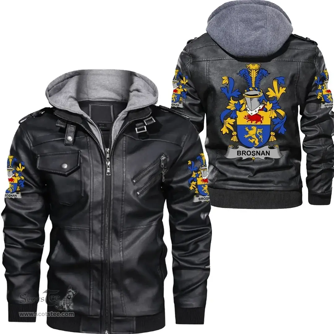 Irish Brosnan or O'Brosnan Coat of Arms Family Crest Ireland Leather Jacket Irish Jackets