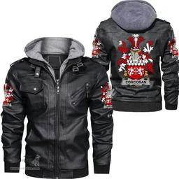 Irish Corcoran or McCorcoran Coat of Arms Family Crest Ireland Leather Jacket Irish Jackets