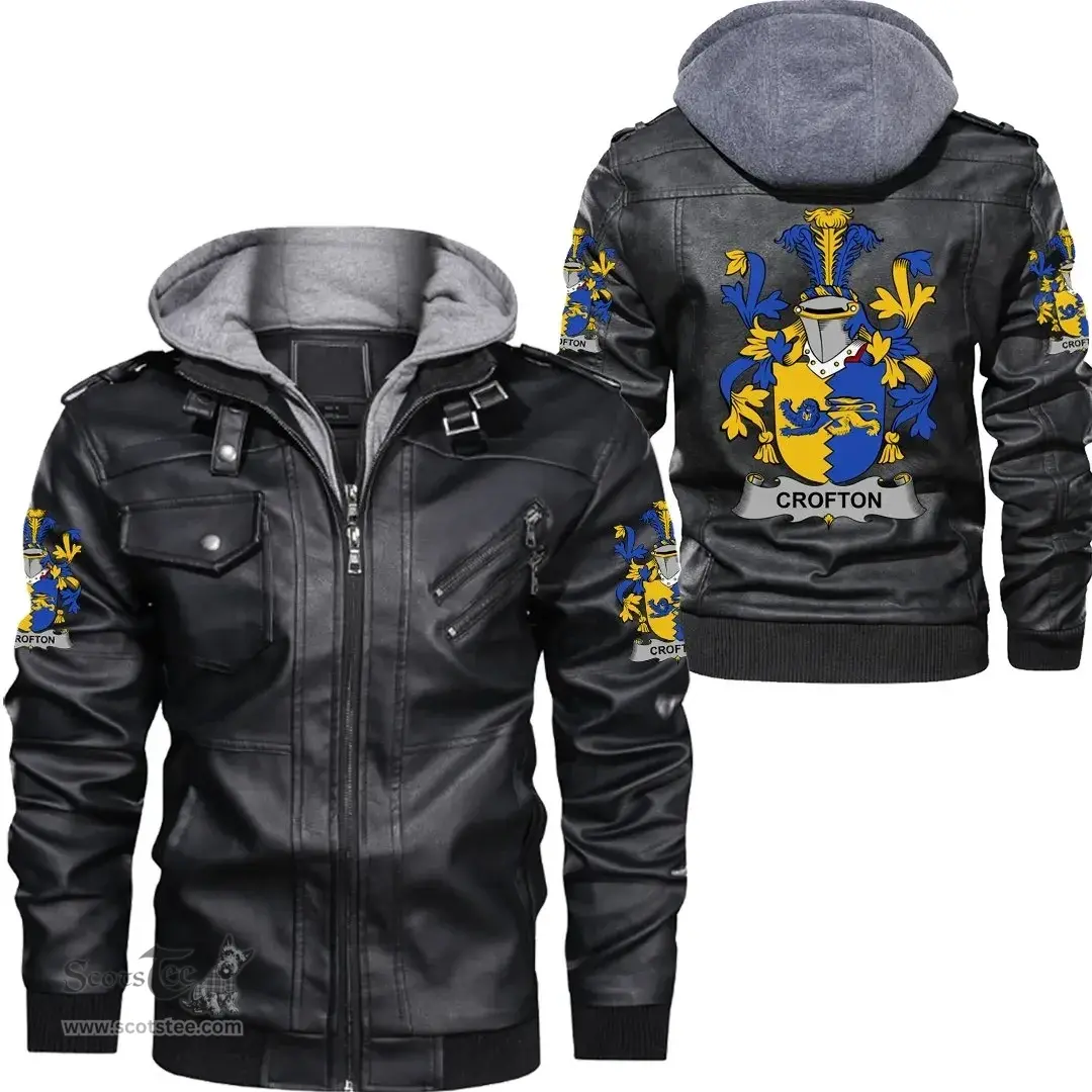 Irish Crofton Coat of Arms Family Crest Ireland Leather Jacket Irish Jackets