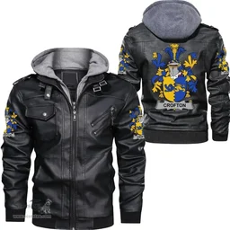 Irish Crofton Coat of Arms Family Crest Ireland Leather Jacket Irish Jackets