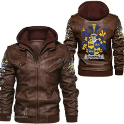 Irish Cromwell Coat of Arms Family Crest Ireland Leather Jacket Irish Jackets
