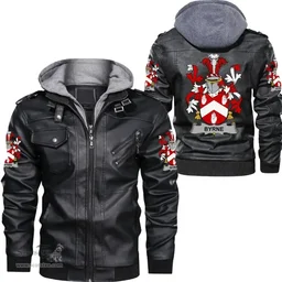 Irish Byrne or O'Byrne Coat of Arms Family Crest Ireland Leather Jacket Irish Jackets
