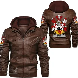 Irish Daly or O'Daly Coat of Arms Family Crest Ireland Leather Jacket Irish Jackets