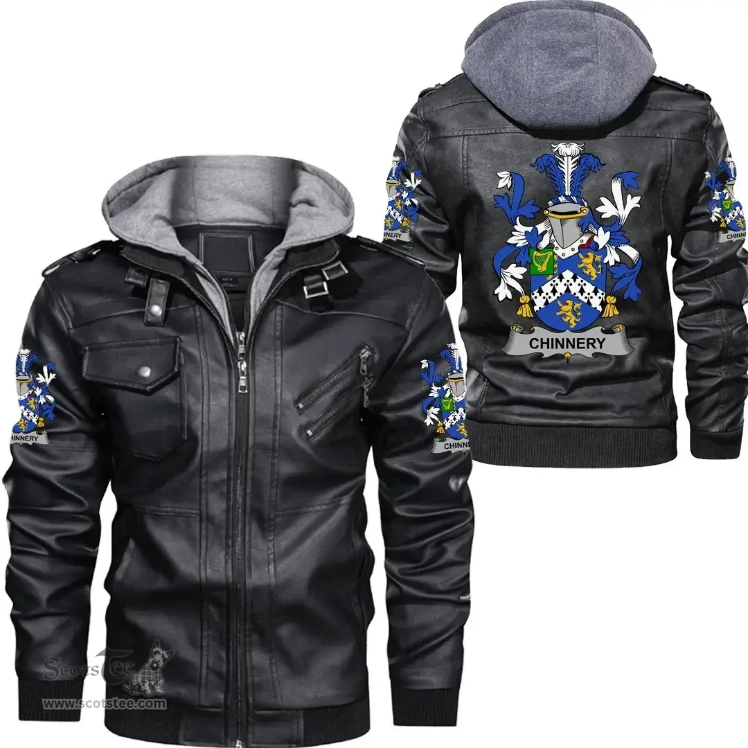 Irish Chinnery Coat of Arms Family Crest Ireland Leather Jacket Irish Jackets
