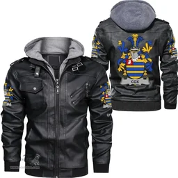 Irish Cox Coat of Arms Family Crest Ireland Leather Jacket Irish Jackets