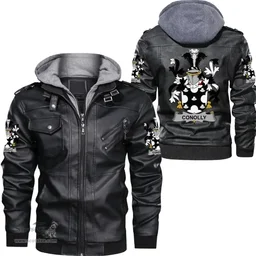 Irish Conolly or O'Conolly Coat of Arms Family Crest Ireland Leather Jacket Irish Jackets