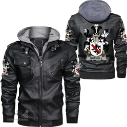 Irish Burnell Coat of Arms Family Crest Ireland Leather Jacket Irish Jackets