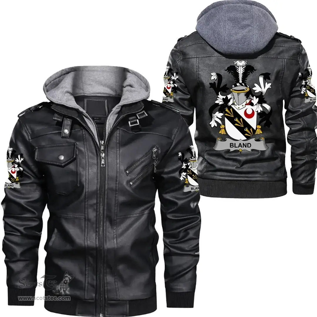 Irish Bland Coat of Arms Family Crest Ireland Leather Jacket Irish Jackets