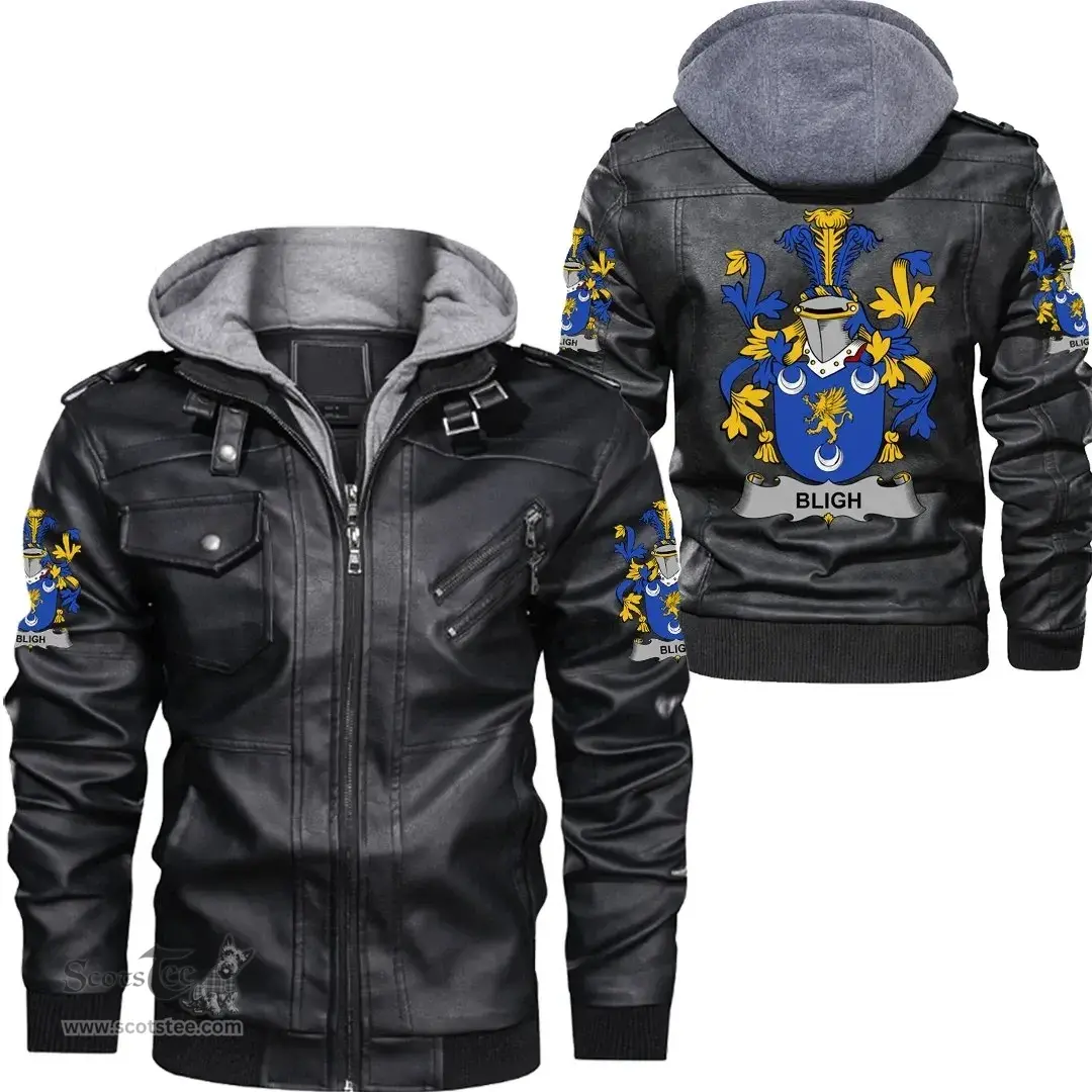 Irish Bligh Coat of Arms Family Crest Ireland Leather Jacket Irish Jackets