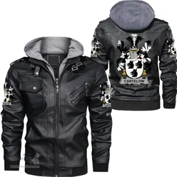 Irish Cantelow (e) Coat of Arms Family Crest Ireland Leather Jacket Irish Jackets