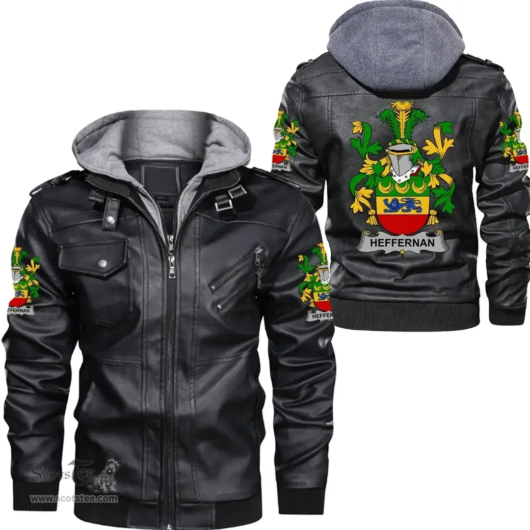 Irish Heffernan or O'Heffernan Coat of Arms Family Crest Ireland Leather Jacket Irish Jackets