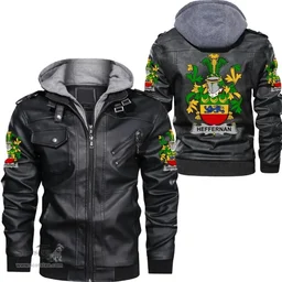 Irish Heffernan or O'Heffernan Coat of Arms Family Crest Ireland Leather Jacket Irish Jackets