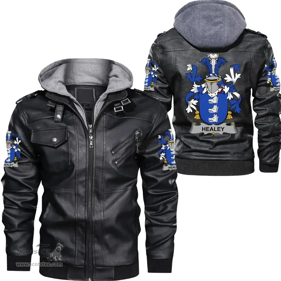 Irish Healey or O'Healey Coat of Arms Family Crest Ireland Leather Jacket Irish Jackets