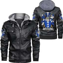 Irish Healey or O'Healey Coat of Arms Family Crest Ireland Leather Jacket Irish Jackets