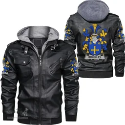 Irish Brinkley Coat of Arms Family Crest Ireland Leather Jacket Irish Jackets