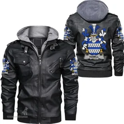 Irish Hamill Coat of Arms Family Crest Ireland Leather Jacket Irish Jackets