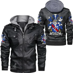 Irish Heyland Coat of Arms Family Crest Ireland Leather Jacket Irish Jackets