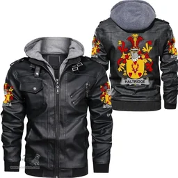 Irish Haltridge Coat of Arms Family Crest Ireland Leather Jacket Irish Jackets