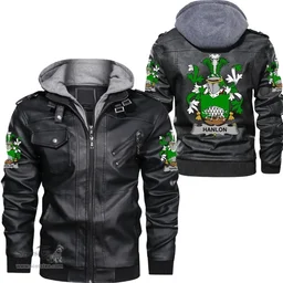 Irish Hanlon or O'Hanlon Coat of Arms Family Crest Ireland Leather Jacket Irish Jackets