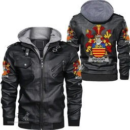 Irish Gregory Coat of Arms Family Crest Ireland Leather Jacket Irish Jackets