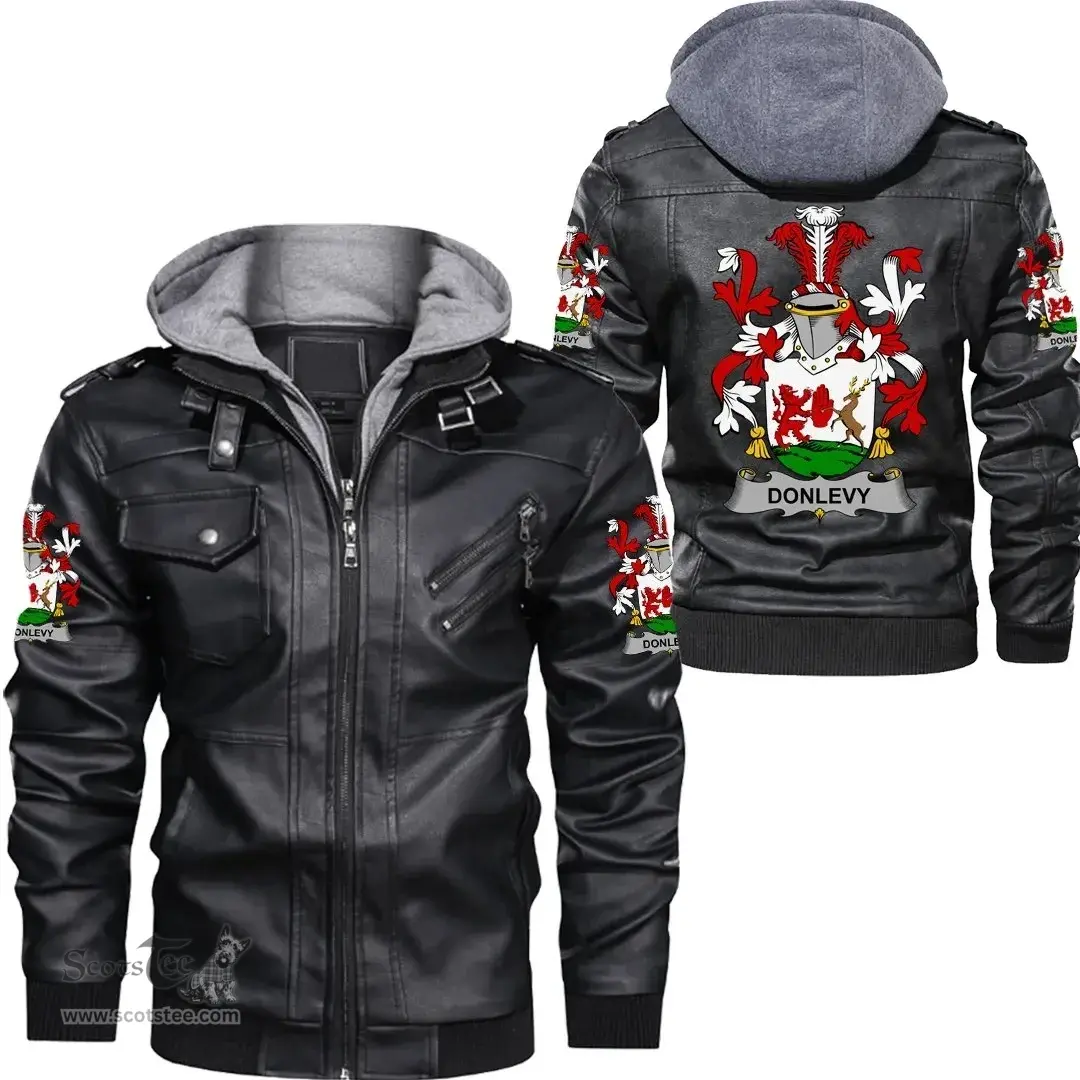 Irish Donlevy or O'Donlevy Coat of Arms Family Crest Ireland Leather Jacket Irish Jackets