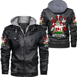Irish Donlevy or O'Donlevy Coat of Arms Family Crest Ireland Leather Jacket Irish Jackets