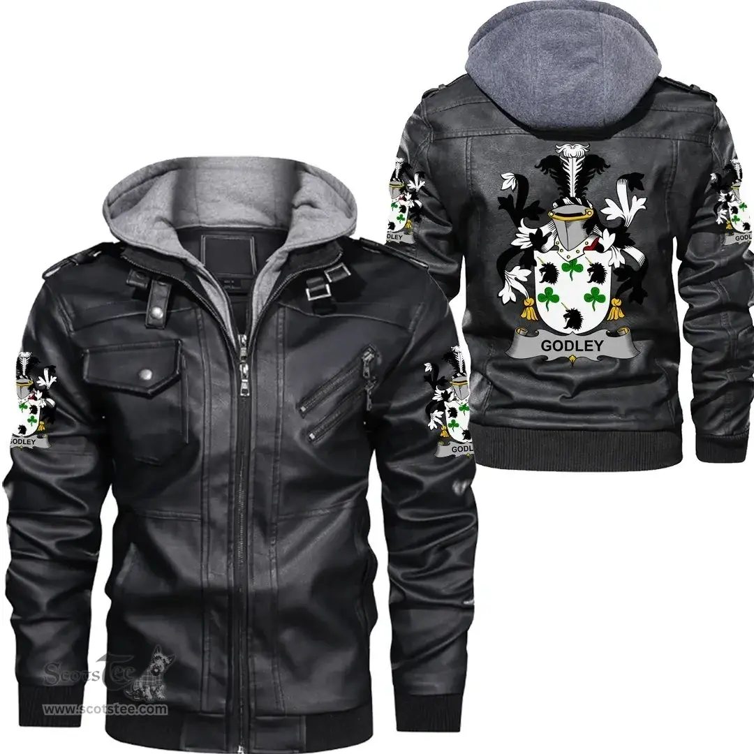 Irish Godley Coat of Arms Family Crest Ireland Leather Jacket Irish Jackets