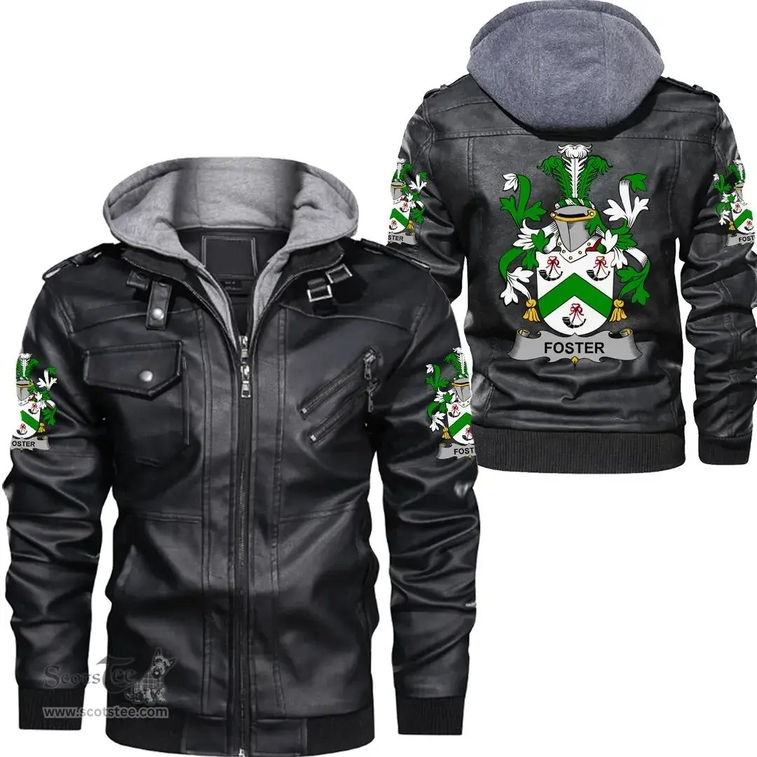 Irish Foster Coat of Arms Family Crest Ireland Leather Jacket Irish Jackets