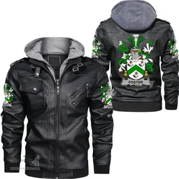 Irish Foster Coat of Arms Family Crest Ireland Leather Jacket Irish Jackets