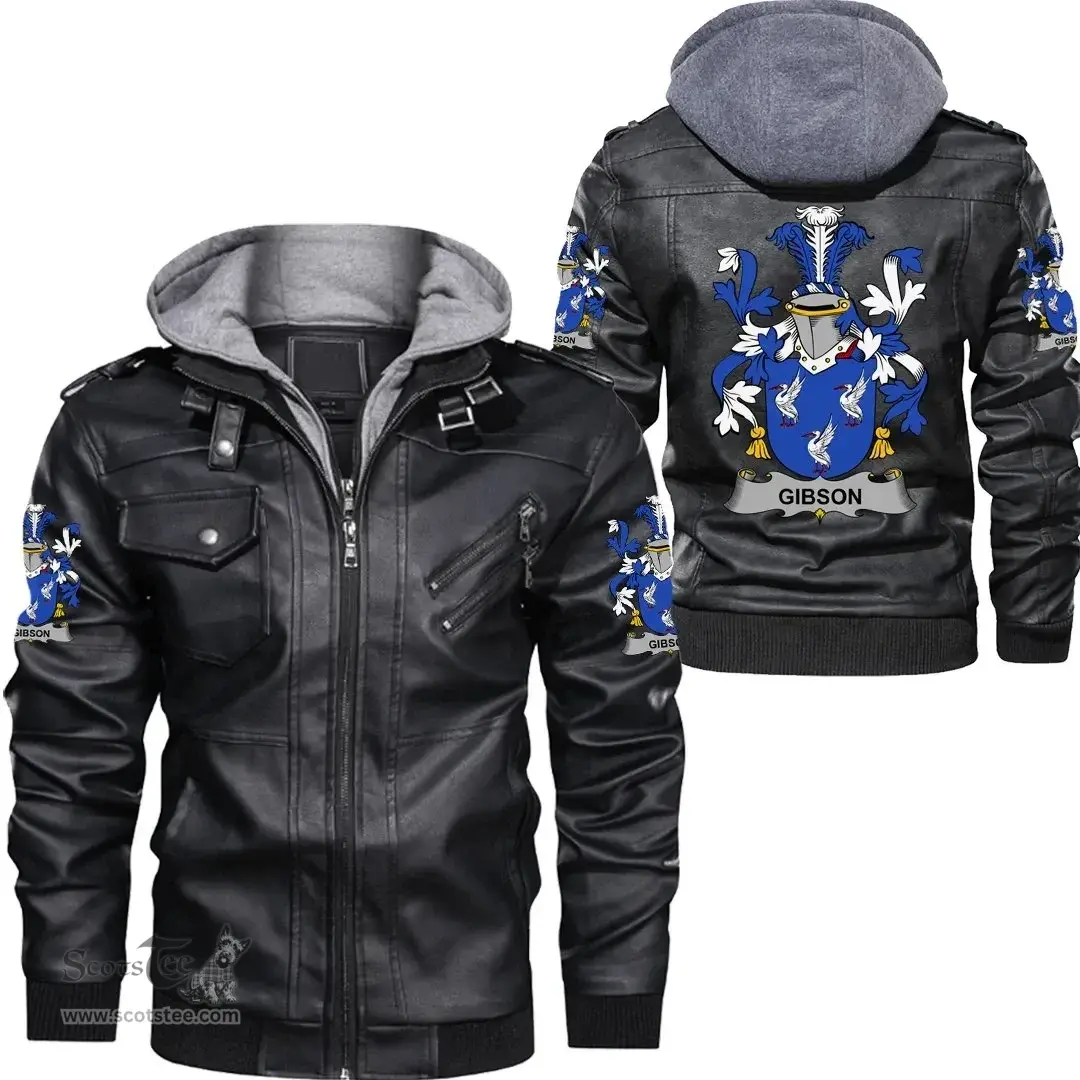 Irish Gibson Coat of Arms Family Crest Ireland Leather Jacket Irish Jackets