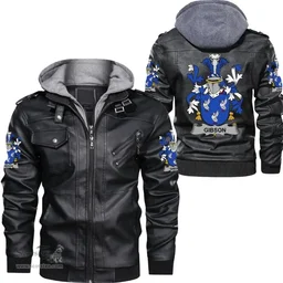 Irish Gibson Coat of Arms Family Crest Ireland Leather Jacket Irish Jackets