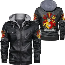 Irish George Coat of Arms Family Crest Ireland Leather Jacket Irish Jackets