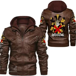 Irish Giggins Coat of Arms Family Crest Ireland Leather Jacket Irish Jackets