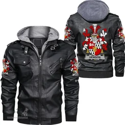 Irish Hewson Coat of Arms Family Crest Ireland Leather Jacket Irish Jackets