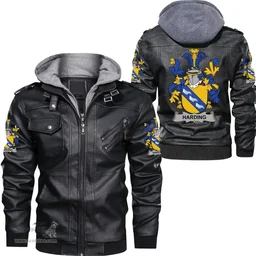Irish Harding Coat of Arms Family Crest Ireland Leather Jacket Irish Jackets